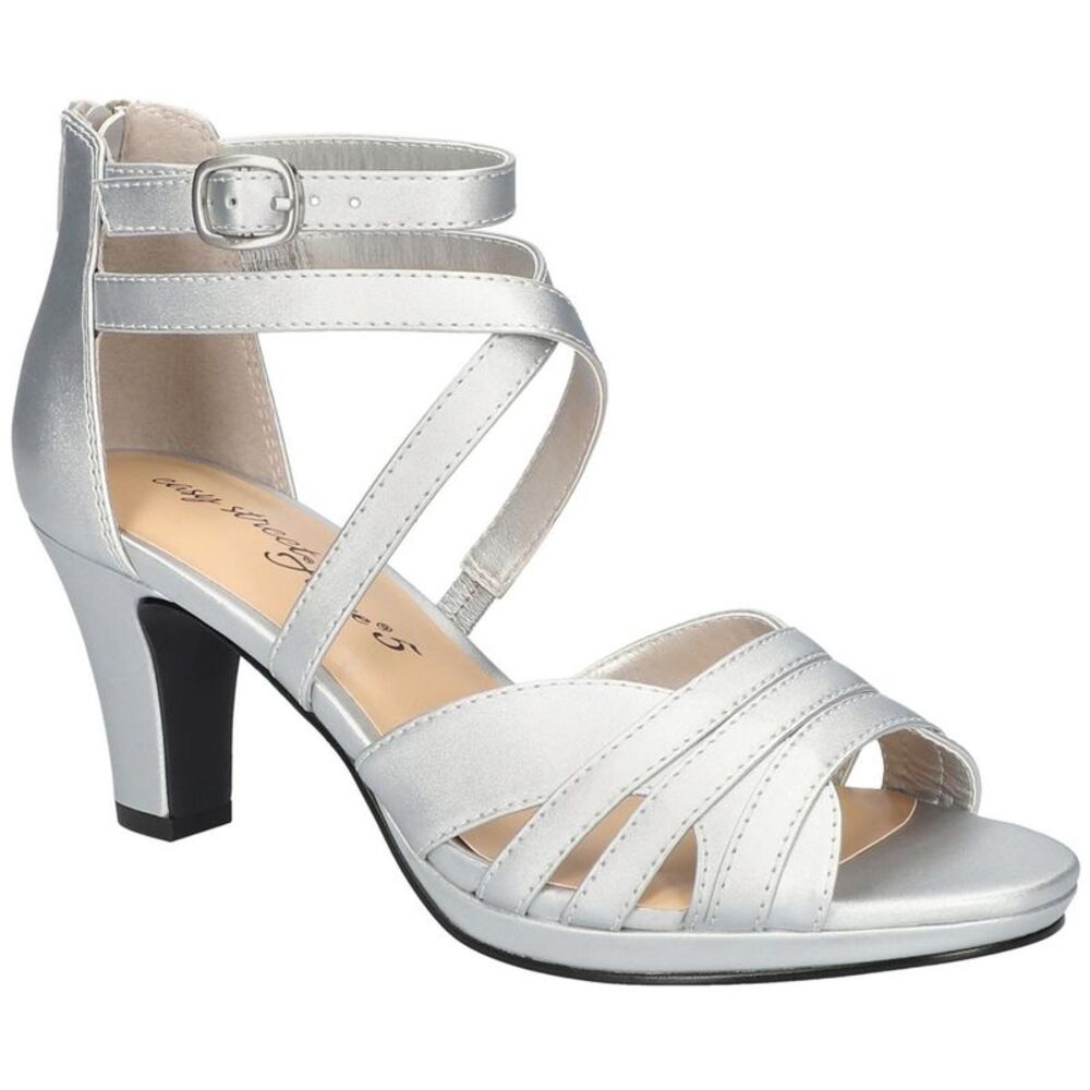 Easy Street Silver Strappy Heels